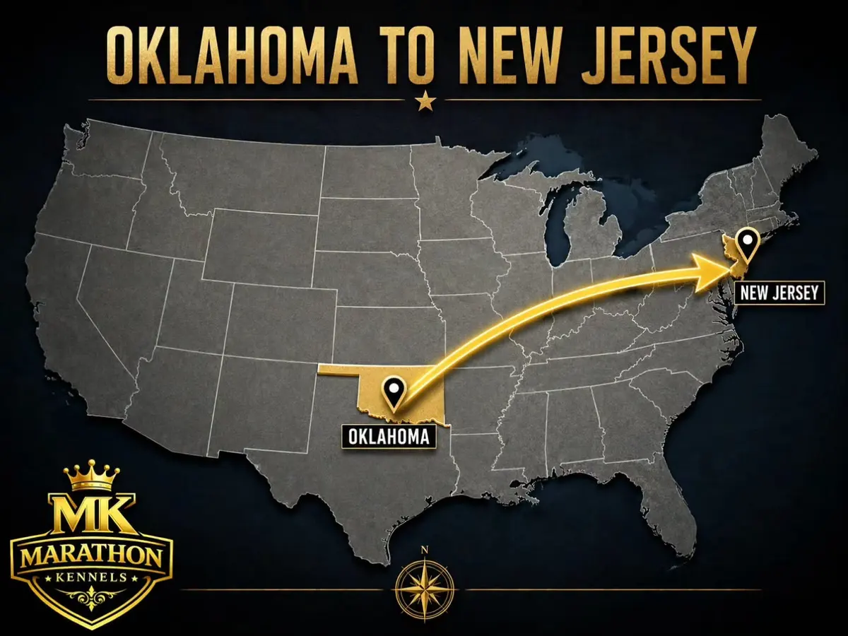 Map graphic of a transport from Oklahoma to New Jersey